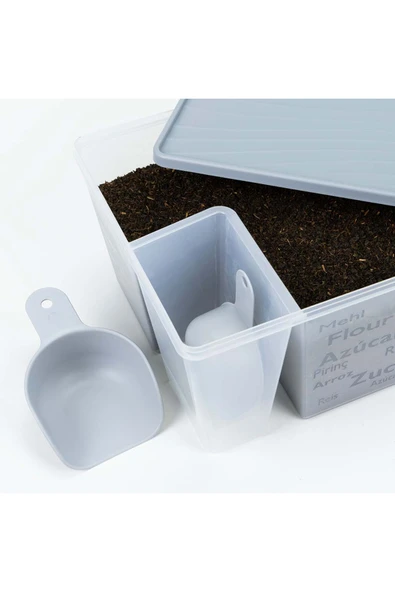 devigo Kapaklı Ölçülü Un ve Şeker Kabı – Şeffaf, Kırılmaz ve Çizilmez - Resim 4