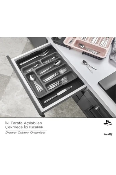 GenelTedarik KOPYA - ÇİFT TARAFLI AÇILAN ÇEKMECE İÇİ KAŞIKLIK ÇATAL BIÇAKLIK ORGANİZER DÜZENLEYİCİ - Resim 3