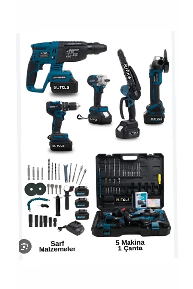 Butols 5 li matkap seti dal budama testere spral taşlama vidalama somun sıkma hilti - Resim 3