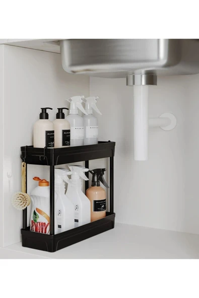 GenelTedarik ÇOK AMAÇLI RAF ORGANİZER 2 KATLI DEMONTE BANYO MUTFAK TAKI TOKA - Resim 2