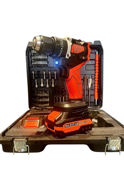 Maxstar matkap darbeli vidalama kömürsüz fırçasız motor darbeli 84 parça full setli çantalı ürün görseli 1