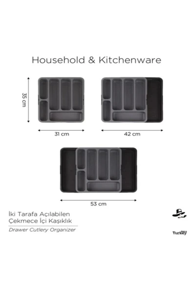 GenelTedarik KOPYA - ÇİFT TARAFLI AÇILAN ÇEKMECE İÇİ KAŞIKLIK ÇATAL BIÇAKLIK ORGANİZER DÜZENLEYİCİ - Resim 2