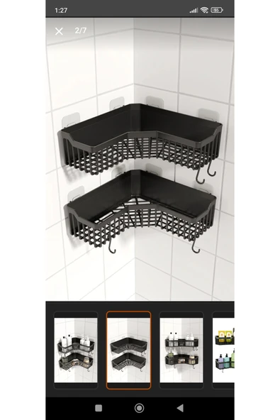 GenelTedarik YAPIŞKANLI BANYO MUTFAK KÖŞE DÜZENLEYİCİ SABUNLUK ORGANİZER RAF 2Lİ TAKIM - Resim 4