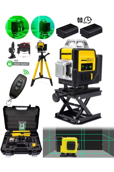 Branzeg 12 Yönlü 360 Derece Lazer Terazi Çizgi Hizalama Tripotlu Kumandalı ürün görseli 1