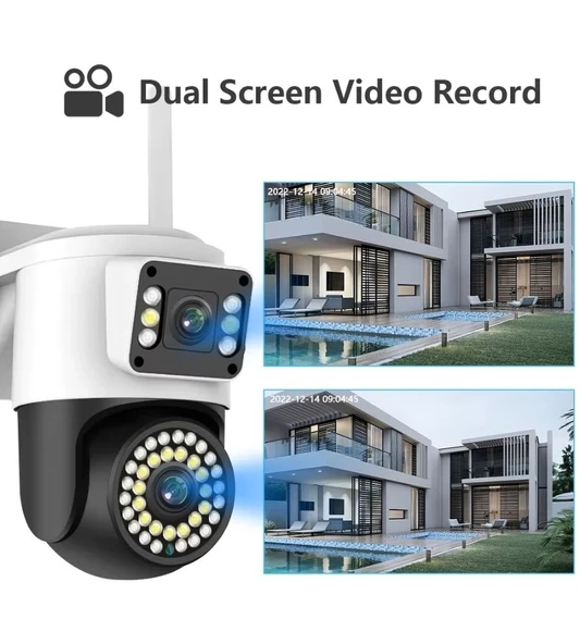 32 Gb Hafıza Kartlı 4mp Yoosee Çift Lens Ip Kamera - Wıfı Otomatik İzleme, Su Geçirmez Kablosuz Güvenlik Ev Kamerası, Renkli Gece Görüş - Resim 3