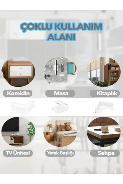 GenelTedarik Beyaz Masa Köşe Koruyucu.şeffaf - Resim 2