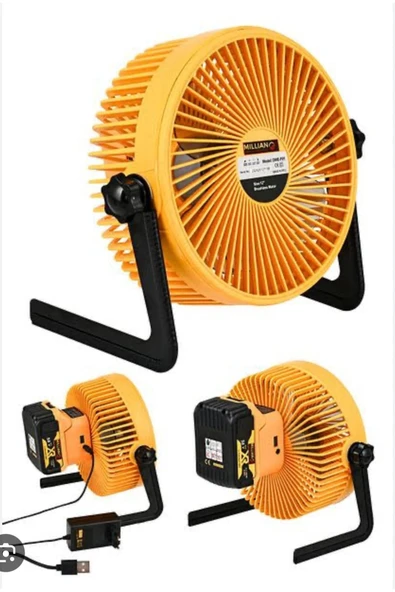 Maxplus Şarjlı - USB Girişli (Araçlara Uyumlu) - Kablolu Vantilatör Masaüstü 8 Inc Pervane Fan - Resim 2