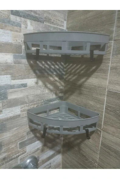GenelTedarik Gri Yapışkanlı Duş Banyo Mutfak Köşesi Sabunluğu Takım - Resim 4