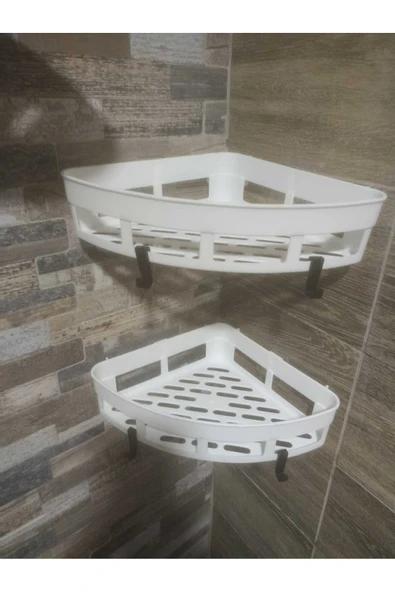 GenelTedarik Beyaz Yapışkanlı Duş Bayo Mutfak Köşe Sabunluğu Takım - Resim 4