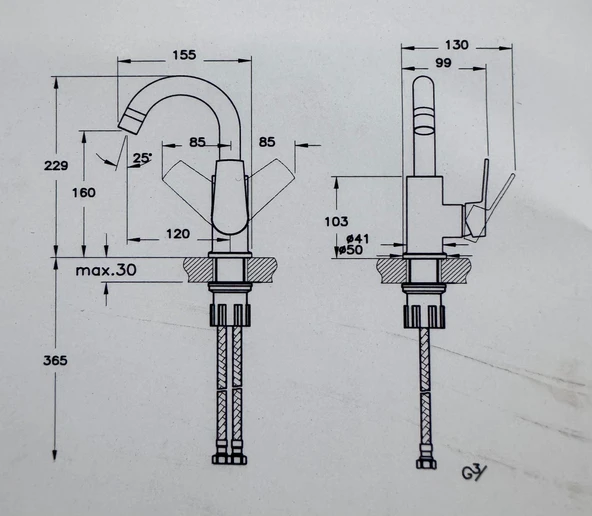 Eczacıbaşı Punto+ 301 Döner Borulu Lavabo Bataryası A43747 - Resim 2