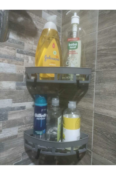 GenelTedarik Gri Yapışkanlı Duş Banyo Mutfak Köşesi Sabunluğu Takım ürün görseli 1