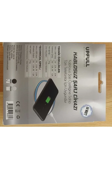 UPFULL Siyah Kablosuz Tel Şarjı - Resim 3