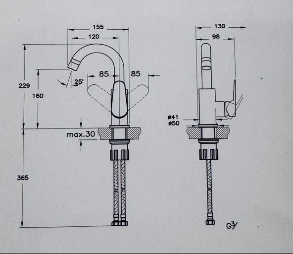 Eczacıbaşı Punto+ 201 Döner Borulu Lavabo Bataryası A43743 - Resim 2