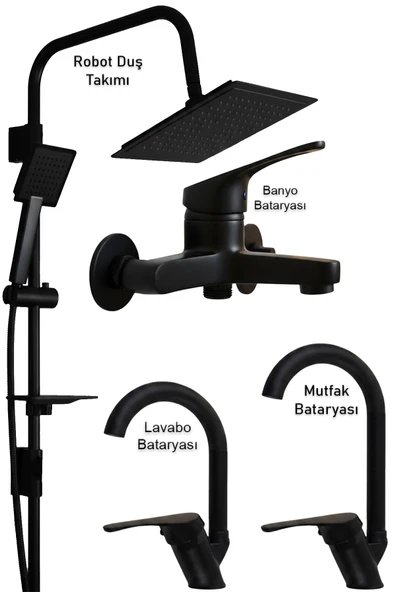 Mutfak Lavabo Banyo Bataryaları ve Robot Duş Seti Musluk Armatür Baston Model ürün görseli 1