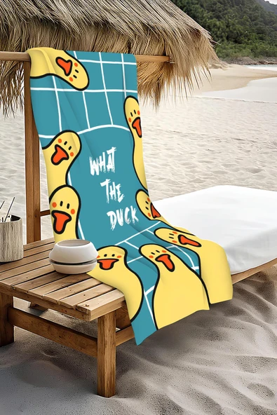 Dijital Baskı Plaj Deniz Havlusu Ördek Desenli Peştamal HVL0022 RENKLİ 80 X 160 - Resim 3