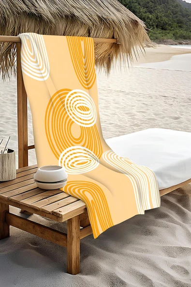 Dijital Baskı Plaj Deniz Havlusu Soyut Desenli Peştamal HVL0196 RENKLİ 80 X 160 - Resim 3