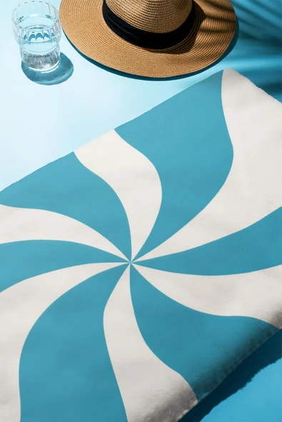 Dijital Baskı Plaj Deniz Havlusu Soyut Desenli Peştamal HVL0225 RENKLİ 80 X 160 - Resim 2