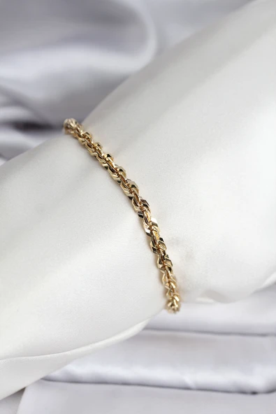 14K Gold Renk Kaplama Burgu Zincir Model CM Kadın Bileklik - TJ-BB8135 ürün görseli 1