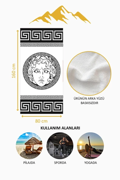 Dijital Baskı Plaj Deniz Havlusu Apollo Modern Desenli Peştamal HVL0231 RENKLİ 80 X 160 - Resim 4