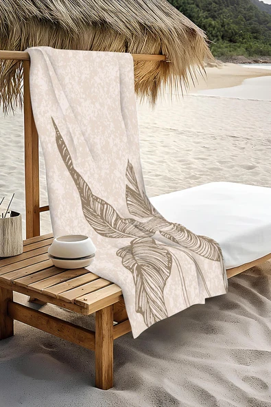 Dijital Baskı Plaj Deniz Havlusu Modern Desenli Peştamal HVL0087 RENKLİ 80 X 160 - Resim 3