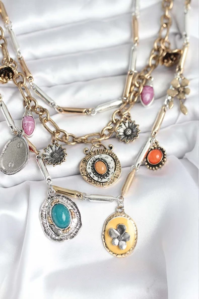 Pirinç Otantik Kolye Seti - TJ-BKO10722 ürün görseli 1