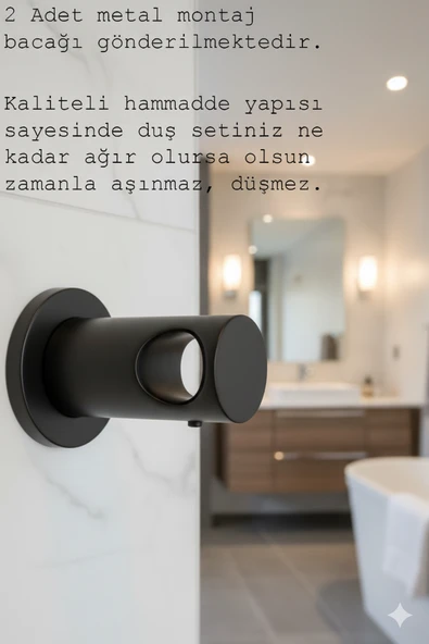 Robot Duş Takımı Siyah Renk Paslanmaz Çelik Başlıklı ve Montaj Bacaklı Lüks El ve Tepe Başlığı Spiral Hortum - Resim 3