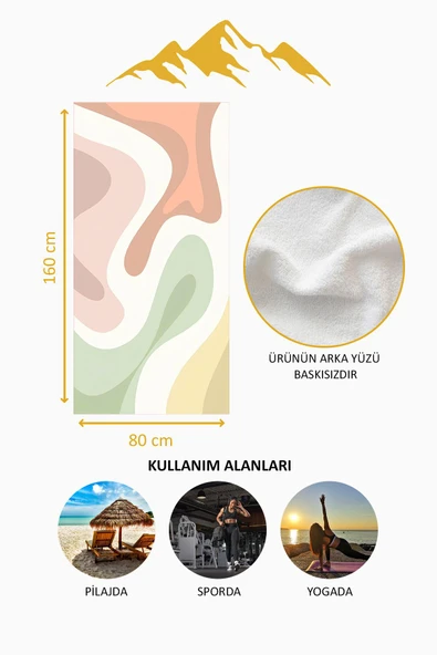 Dijital Baskı Plaj Deniz Havlusu Soyut Desenli Peştamal HVL0221 RENKLİ 80 X 160 - Resim 4