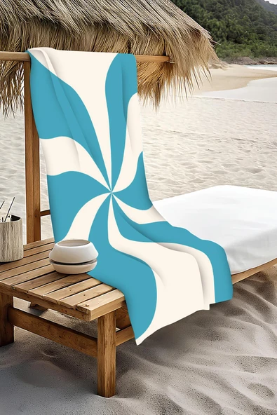 Dijital Baskı Plaj Deniz Havlusu Soyut Desenli Peştamal HVL0225 RENKLİ 80 X 160 - Resim 3