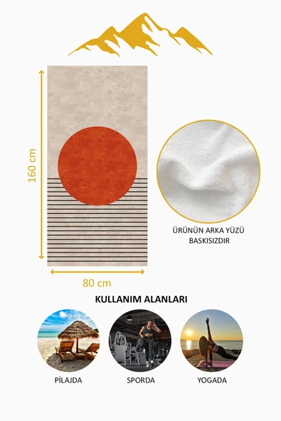 Dijital Baskı Plaj Deniz Havlusu Soyut Desenli Peştamal HVL0154 RENKLİ 80 X 160 - Resim 4