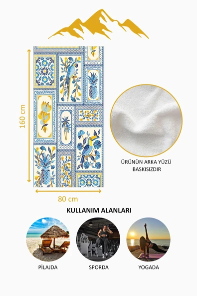 Dijital Baskı Plaj Deniz Havlusu Modern Bacı Milano Desenli Peştamal HVL0157 RENKLİ 80 X 160 - Resim 4