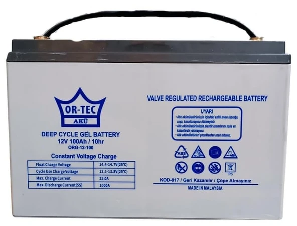 Or-Tec 12V 100A Jel Akü ürün görseli 1