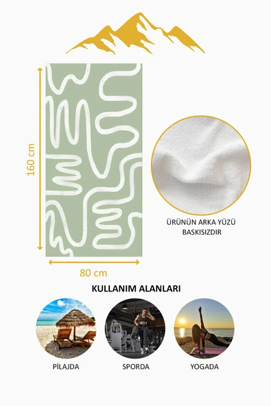 Dijital Baskı Plaj Deniz Havlusu Soyut Desenli Peştamal HVL0209 RENKLİ 80 X 160 - Resim 4