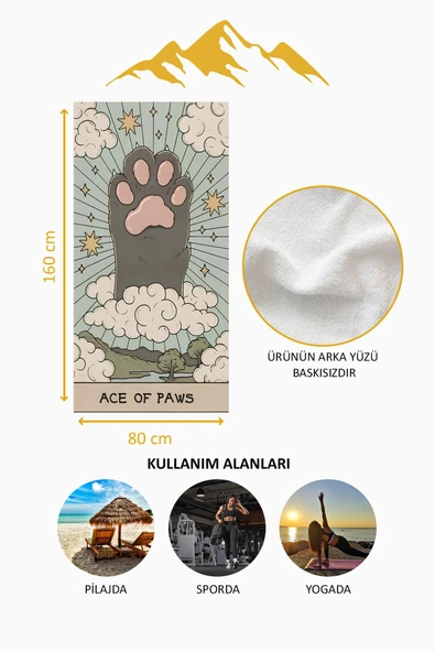 Dijital Baskı Plaj Deniz Havlusu Pati Desenli Peştamal HVL0077 RENKLİ 80 X 160 - Resim 4