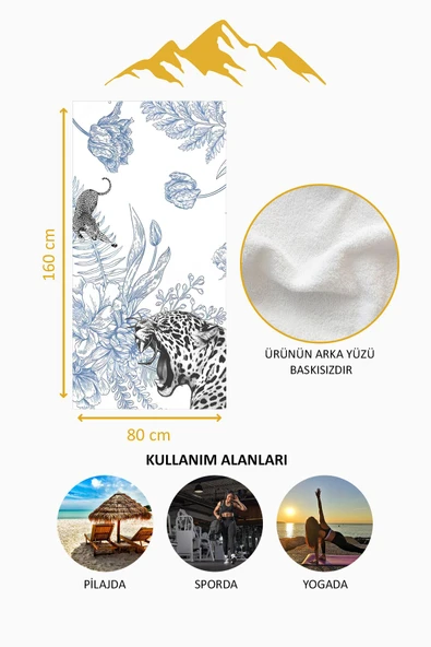 Dijital Baskı Plaj Deniz Havlusu Leopar Desenli Peştamal HVL0214 RENKLİ 80 X 160 - Resim 4