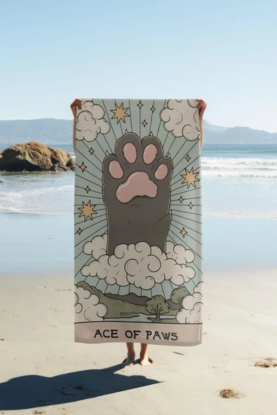 Dijital Baskı Plaj Deniz Havlusu Pati Desenli Peştamal HVL0077 RENKLİ 80 X 160 ürün görseli 1