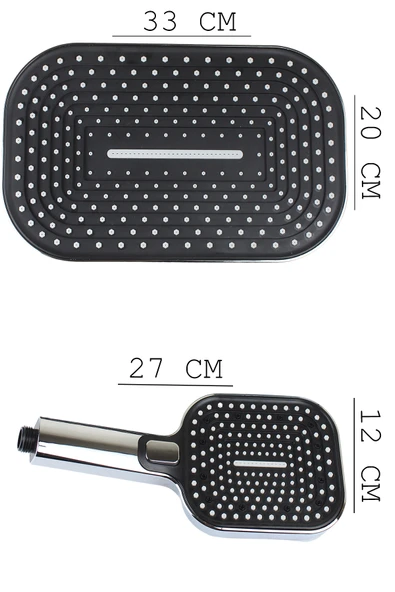 Piano Serisi Geniş Şampuanlıklı Lüks Duş Takımı El ve Tepe Duş Başlığı Spiral Hortum - Resim 4