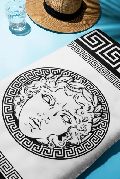 Dijital Baskı Plaj Deniz Havlusu Apollo Modern Desenli Peştamal HVL0231 RENKLİ 80 X 160 - Resim 2