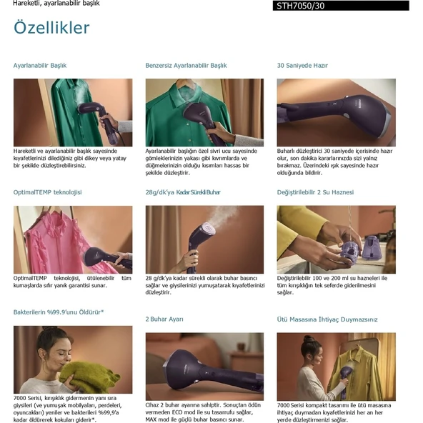 Philips STH7050/30 1500 W Buharlı Düzleştirici - Resim 10