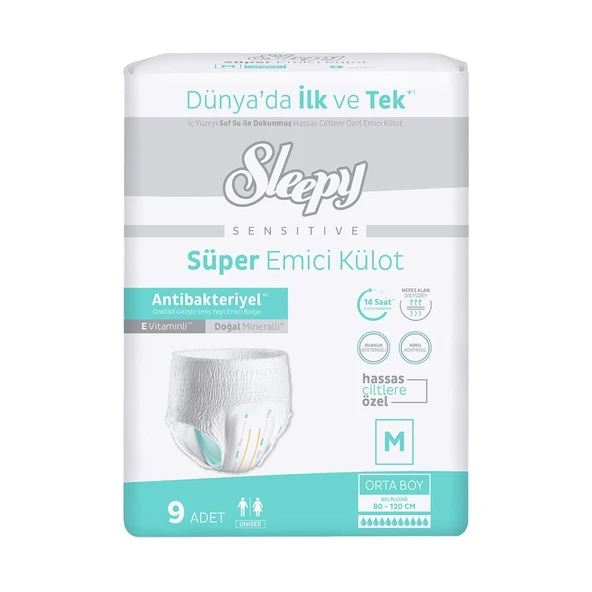 Sleepy Sensitive Süper Emici Külot Medium 80-120 Cm 9 Adet ürün görseli 1