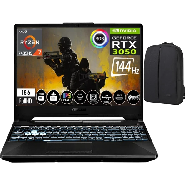 Tuf Gaming A15 Amd Ryzen 7 7435HS 32 GB 1 Tb SSD RTX3050 144hz 15.6" WIN11 Pro Fullhd Gaming Laptop ürün görseli 1