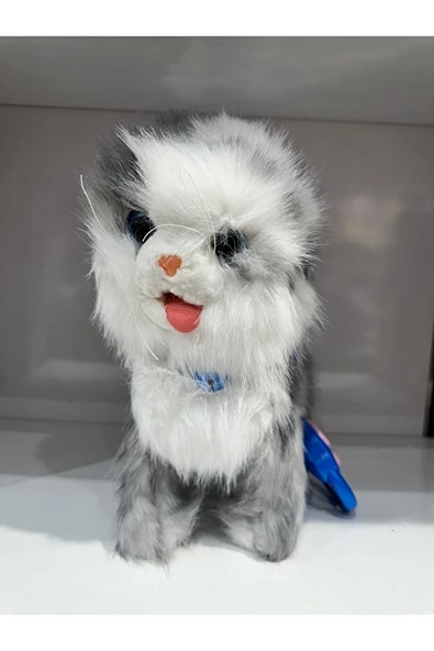 Tasmalı Dil Çıkartan Sesli Hareketli Ses Tekrarı Yapan Sevimli Kedi Büyük Boy - Resim 3