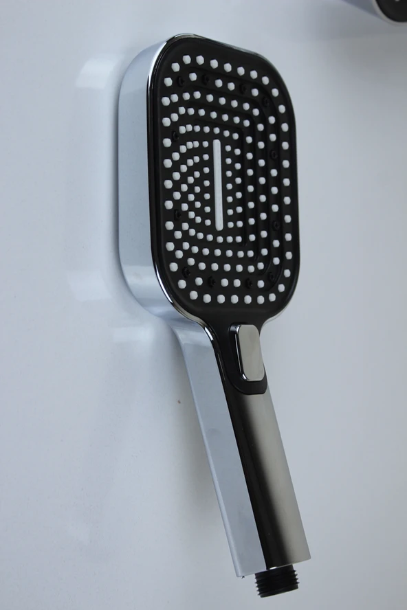 Piano Serisi Geniş Şampuanlıklı Lüks Duş Takımı El ve Tepe Duş Başlığı Spiral Hortum - Resim 7