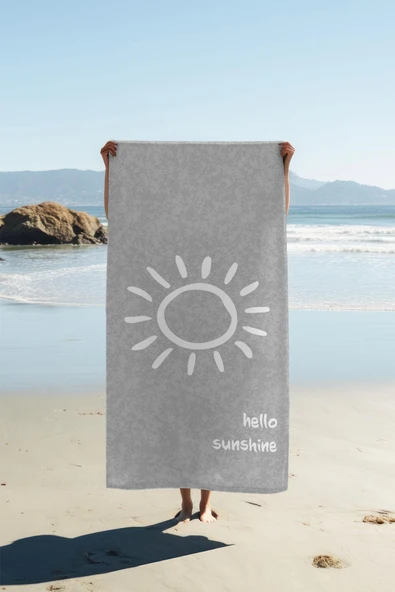 Dijital Baskı Plaj Deniz Havlusu Hello Sunshine Desenli Peştamal HVL0002 RENKLİ 80 X 160 ürün görseli 1