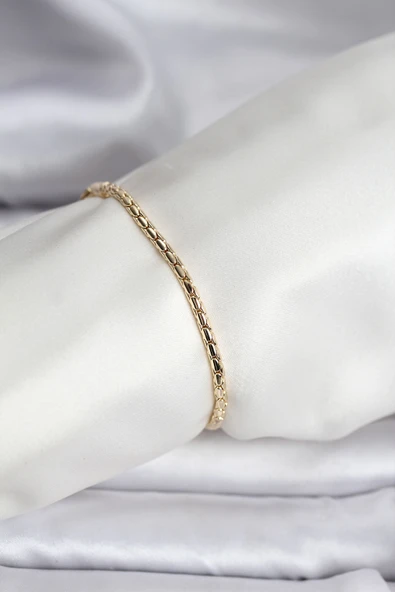 14K Gold Renk Kaplama Zincirli Model CM Kadın Bileklik - TJ-BB8139 ürün görseli 1