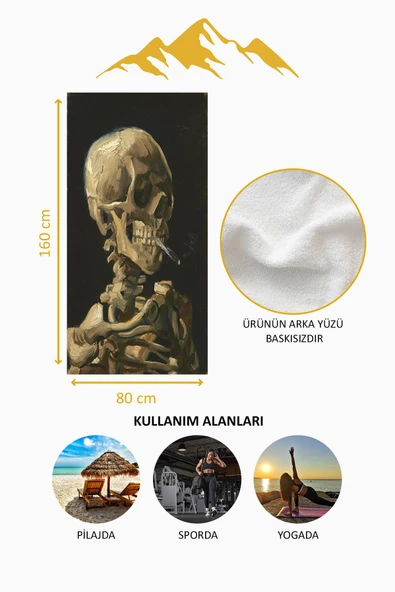 Dijital Baskı Plaj Deniz Havlusu Modern İskelet Desenli Peştamal HVL0032 RENKLİ 80 X 160 - Resim 4