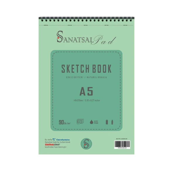 Sanatsal Pad Sketchbook Eskiz Defteri A5 90gr 60 Yaprak Spiralli ürün görseli 1