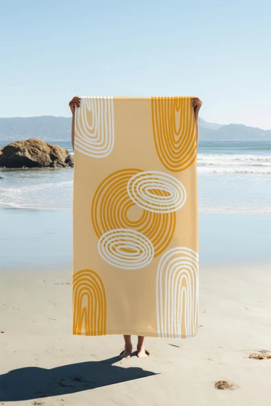 Dijital Baskı Plaj Deniz Havlusu Soyut Desenli Peştamal HVL0196 RENKLİ 80 X 160 ürün görseli 1