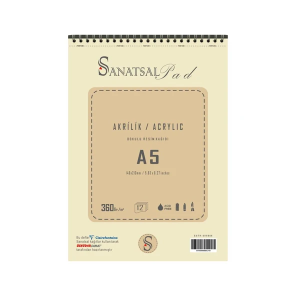 Sanatsal Pad Akrilik boya Defteri A5 360gr 12 Yaprak Spiralli ürün görseli 1