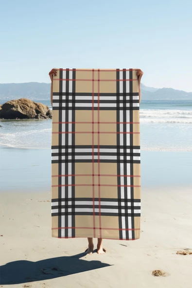 Dijital Baskı Plaj Deniz Havlusu Ekose Desenli Peştamal HVL0207 RENKLİ 80 X 160 ürün görseli 1