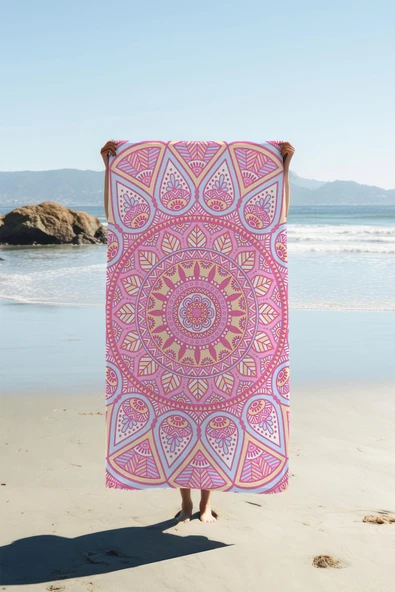 Dijital Baskı Plaj Deniz Havlusu Mandala Desenli Peştamal HVL0151 RENKLİ 80 X 160 ürün görseli 1